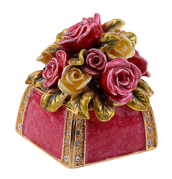 

rose flower bejeweled trinket jewelry box flower decoration jewelry organizer souvenir birthday/mother day/valentine day's gift, Black;white