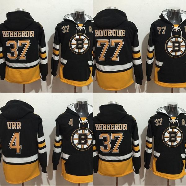 

Boston Bruins Hockey Hoodie 37Bergeron 4 Bobby Orr 77 Ray Bourque Boston Bruins Hockey Jerseys Stitched Jersey