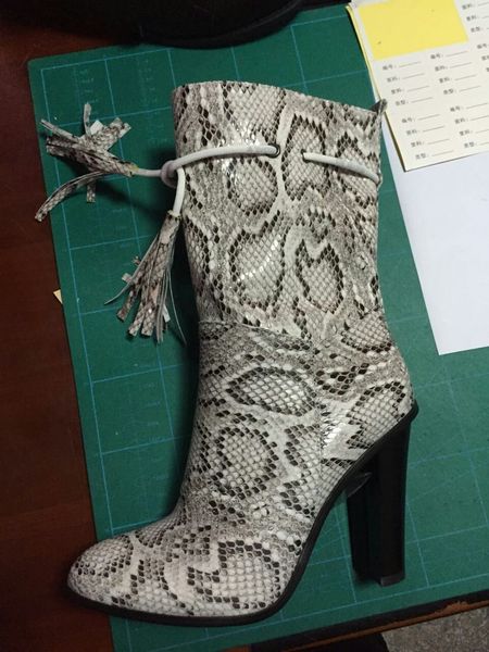 

2018 new fashion boots round toe tassel chunky heel big size winter women ankle boots high heels shoes woman botas, Black