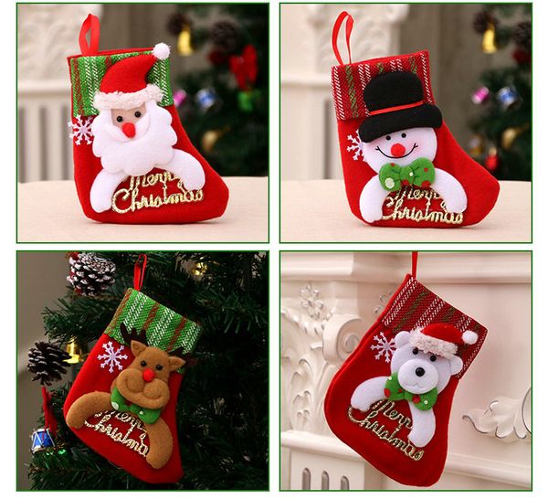

10pcs christmas socks christmas bag ornaments sequins embellished non woven fabrics party gifts for kids candy bag christmas stockings