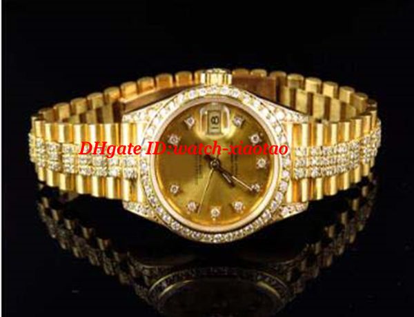 

Luxury Wristwatch Excellent Ladies 27MM Stainless Steel Bracelet 18k Yellow Gold Diamond Watch Automatic Women's Watch Watches