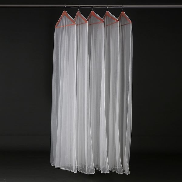 

160cm 180cm transparent wedding dress dust cover soft tulle garment bags bridal gown scratch resistant net yarn bag