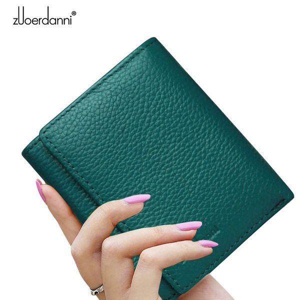 

wholesale- zuoerdanni 2016 new arrival genuine leather women wallet short lady wallets female coin small purse handbag a60, Red;black