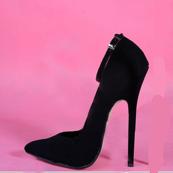

16cm heel height pointed toe stiletto heel pumps party shoes no.101f, Black