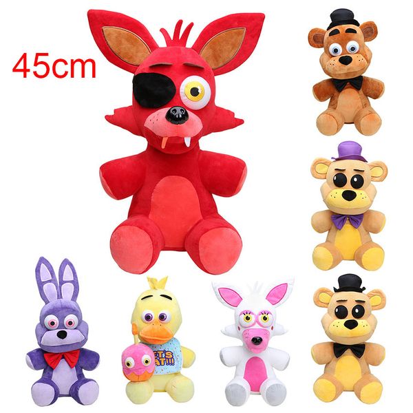 

45cm big size five nights at freddy 's fnaf plush toy foxy freddy fazbear bonnie mangle foxy chica plush doll children toy