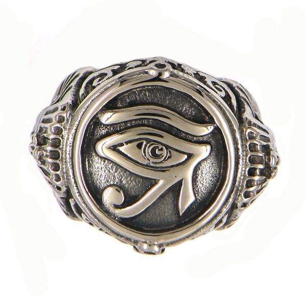 

fanssteel stainless steel mens or wemens jewelry masonary all seeing eye god's with cross miracle ring 13w84, Silver
