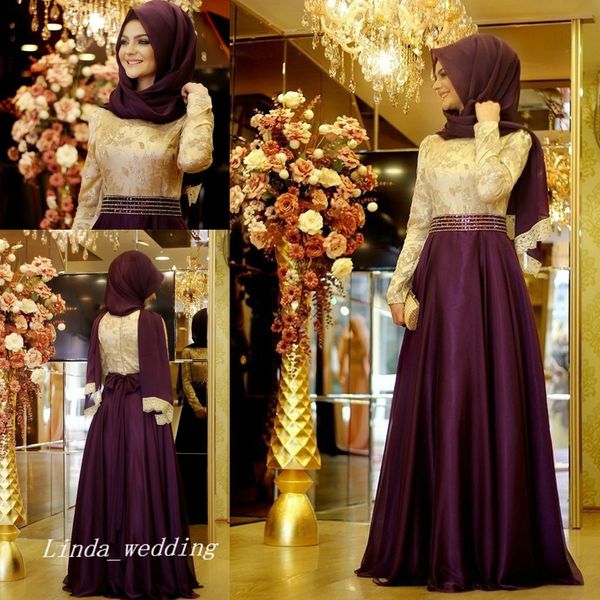 2019 Muçulmano Hijab Hijab Borgonha Vinho Vermelho Vestido de Noite Beading Longa mangas Lace Mulheres Vestido Festa Vestido Formal Vestido de Eventos Plus Size