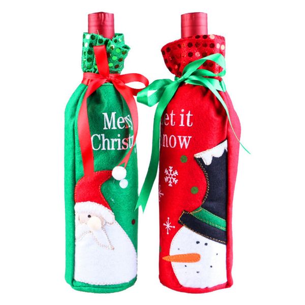 

Chri tma wine bottle cover bag with equin xma home party decor green anta clau red nowman red green