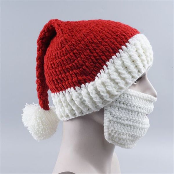 Atacado vermelho gorros de lã para os homens de moda de malha cap gorros de Papai Noel de Natal com máscara facial definir unisex chapéu de inverno ouc2111