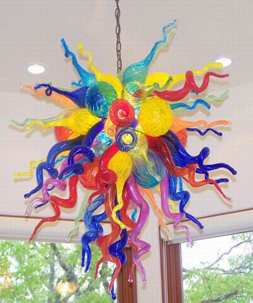 

color/size customized ce/ul certificate l lobby pendant lamp colorful stained glass chandelier
