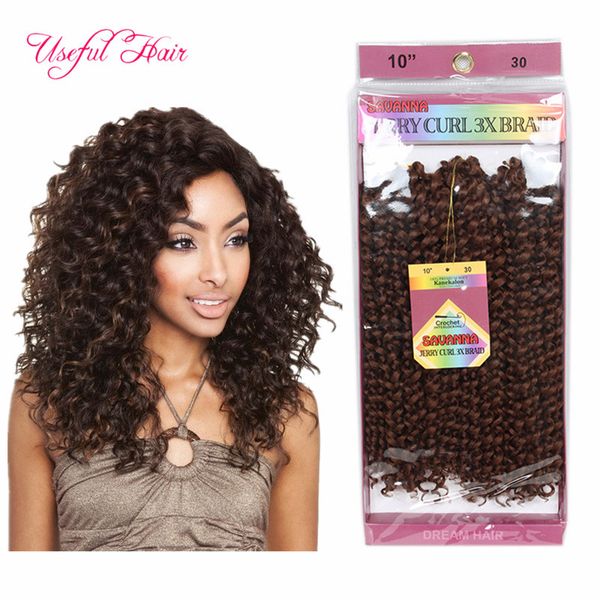 

3pcs/pack synthetic crochet braids 10inch jerry curly twist synthetic braiding hair ombre pre looped savana jerry curl hair wave twist, Black