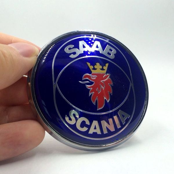 Alta qualidade novo 68mm saab scania 9-5 95 98-02 capô abs 3 pinos emblema emblema logotipo azul marca nova parte 4911541312s