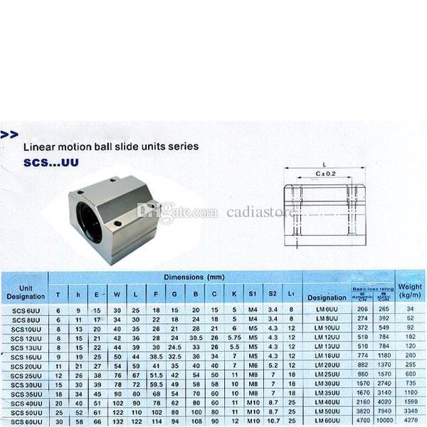 1 PZ Argento SC10UU SCS10UU Cuscinetto A Sfere Lineari In Acciaio Movimento Cuscinetto Asse Ottico CNC Più Colonne B00250 BARD