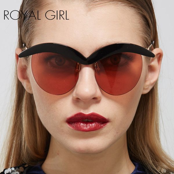 

wholesale- royal girl chic cat eye sunglasses women brand designer unique brow sun glasses shades ss511, White;black