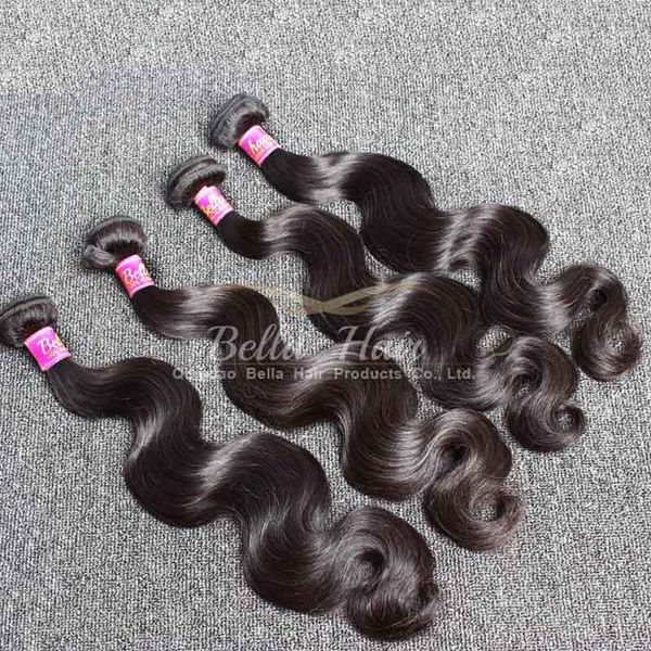 

mongolian hair weaves 4pcs/lot virgin human hair body wave hairextensions natural color bellahair, Black