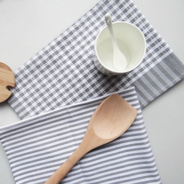 Горячие продажи серый полосатый классический хлопок салфетка домашняя кухня ткань ткань салфетка