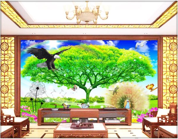 3d Wallpaper Custom Photo Outdoor Tree Eagle Scenery Decoration Painting 3d Wall Murals Wallpaper For Living Room Walls 3 D Phone Wallpaper Phone