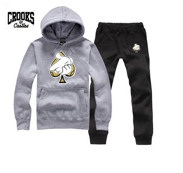 

c8711 s-5xl crooks and castles hoodies men hip hop suit cotton sweatshirts black letter baseball uniform