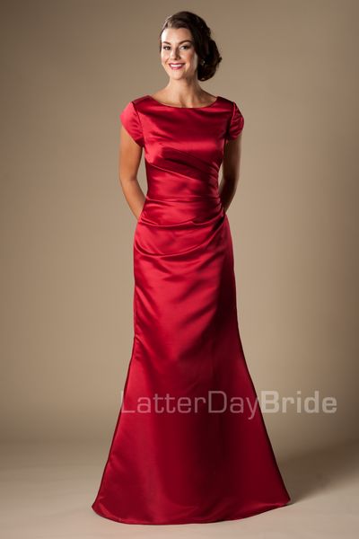 Винтажные красные русалки скромные платья подружки невесты с короткими рукавами длинные этаж атласная свадьба платья зимних горничных платьев чести