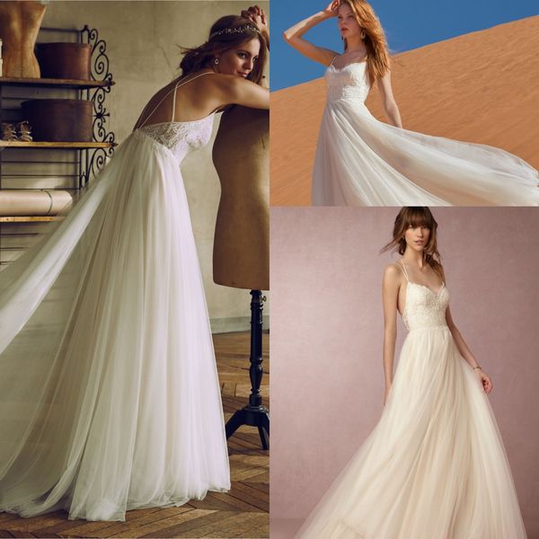 

2017 бретельках пляж свадебные платья sexy criss cross backless lace top мантий тюль линия длинные свадебные свадебные, White