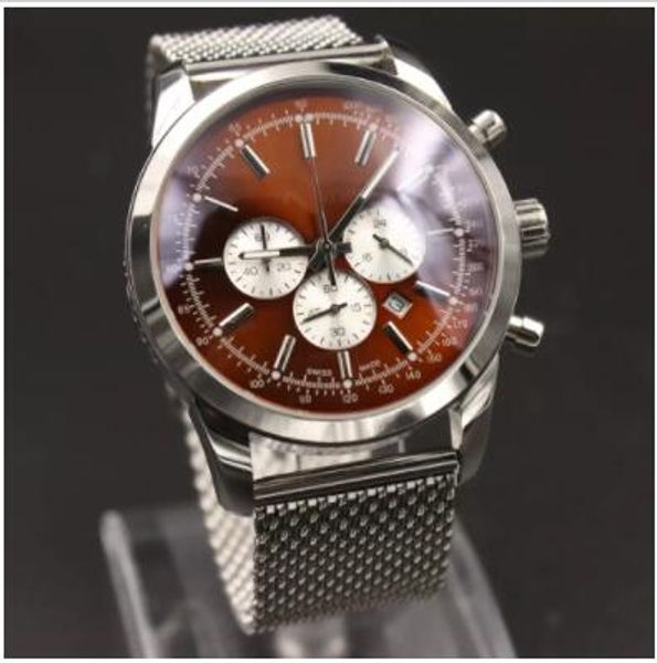 

2019 luxury watch men orange stainless steel editon special 1884 quartz chronograph watches sapphire mens watches, Slivery;brown