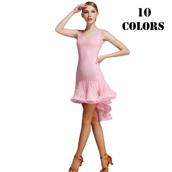 

латинский танец платье женщины дешевые полный кружева 9 цветов русалка бахромой платье танцевальная одежда латинский d0601 трепал подол, Black;red