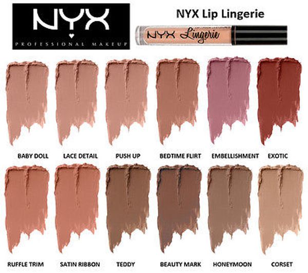 

2016 nyx lip lingerie liquid matte lip cream lipstick nyx charming long-lasting brand makeup lipsticks lip gloss 12colors dhl