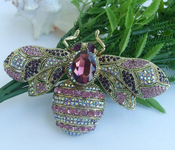 

Freebee 3.94 "Золотистый фиолетовый горный хрусталь пчела брошь булавка 06608C4