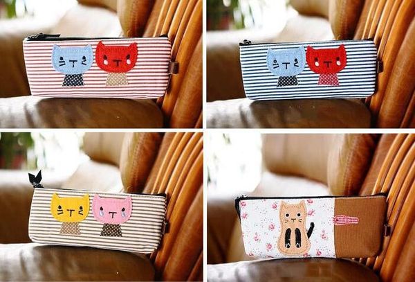 

handbag cat mini pen case canvas cosmetic bag makeup brush organizer