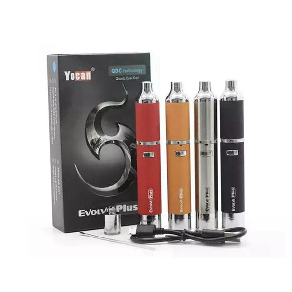 

Hot Sale yocan Evolve Plus Kit Wax Vaporizer Pen Kits Quartz Dual Coils 1100mAh Battery Built-in Wax Container 5 Colors In Stock!!