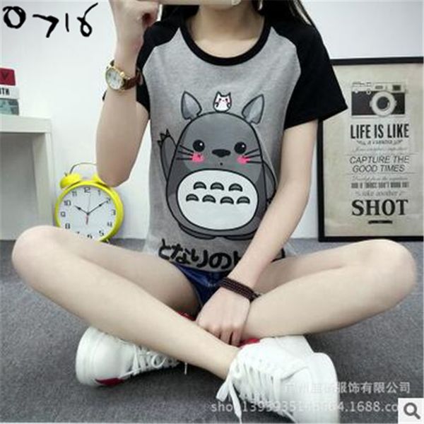 

wholesale-fashion animation totoro t-shirts women o-neck t shirts for women sport tee girl casual t shirt couple tshirt 2xl, White