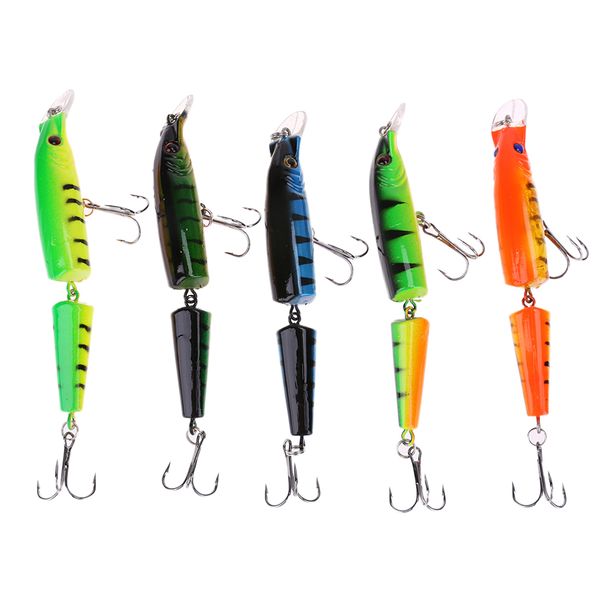 

5 Colors Segmented Jointed 2 Sections Plastic Swimming Hard Bait 10.5cm 9.6g Minnow Artificial Fishing Lures 4# Hook