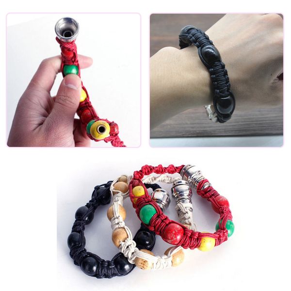 Novo cachimbo portátil de pulseira de fumaça por portátil jamaica rasta 3 cores presentes para homem e mulheres c072