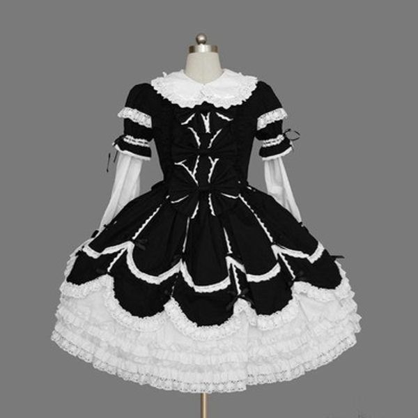 

llt032) lolita dresses long sleeveless sweet lolita short dress ball gown fancy prom dress halloween party masquerade costumes, Black;red