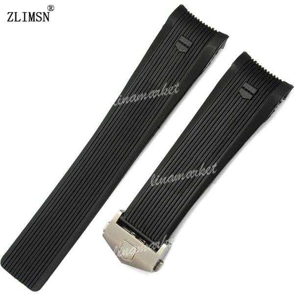 

Смотреть полосы 24 мм новые мужчины высший сорт Черный дайвинг силиконовой резины ремешок для часов ремешок