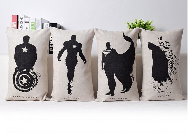 Black Ink Avengers Alliance American Heroes Art Decorative Pillow
