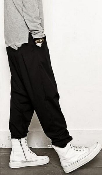 

men's casual pants han edition of the new spring low fork lift fork harlan foot big yards long clothing clothing show / 27-42, Black