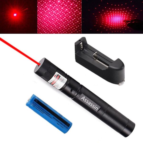 

powerful 303 red laser pen pointer 5mw 650m beam light 2in1 burning red laser pen star cap+18650 battery+charger