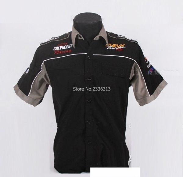 

wholesale- summer for chevrolet motorcycle auto race racer shirts short sleeve moto gp fashion suit cotton collar shirt, White;black