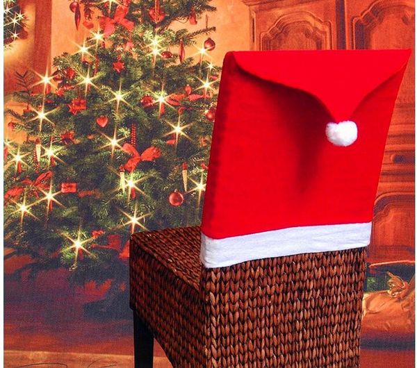 

рождественский подарок санта-клаус шляпа чехлы на стулья обеденный стул комплекты к рождеству рождественские украшения домашняя вечеринка пр