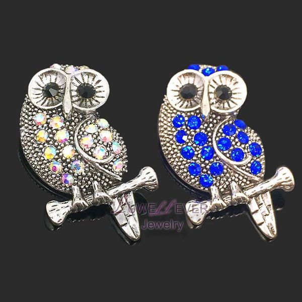 

w299 owl 25mm rhinestone metal snap button for bracelet necklace jewelry for women fashion accessories