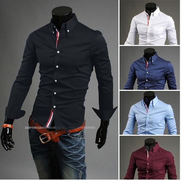 

ms single breasted dress shirt of men patch colorful striped braid long sleeve turn down sleeve design mens business shirt ing, White;black