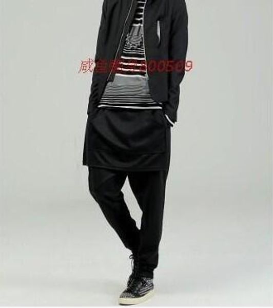 

wholesale-27-44 2016 the cool style two wear men's fashion skirts pants pants add fat plus-size singer costumes, Black