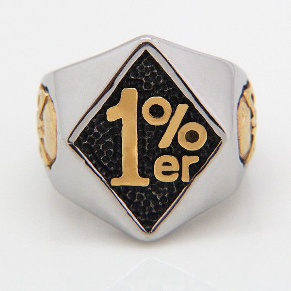 Anello da cranio per motociclisti da motociclista da 1% ER di alta qualità al 100% da uomo 316L Acciaio inossidabile inossidabile anelli d'argento oro oro