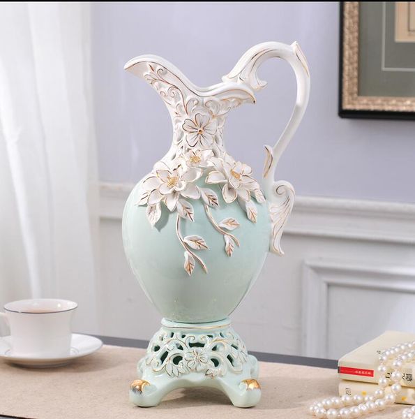 Modern Bottle Shape Light Blue Green White Color Ceramic Vase