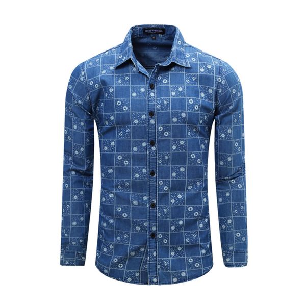

wholesale-2016 new european men printing denim shirt 58, White;black