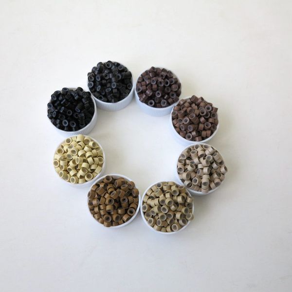 

silicone beads micro link ring beads feather stick hair extensions with mix-coloured beads 1000pcs 4.0mm*2.0mm*2.0mm, Black