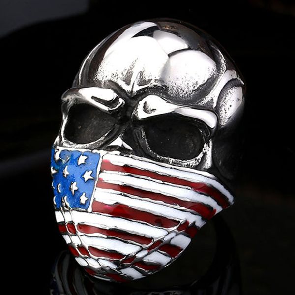 Beier American Flag Stainless Steel Skull Ring For Man Personality