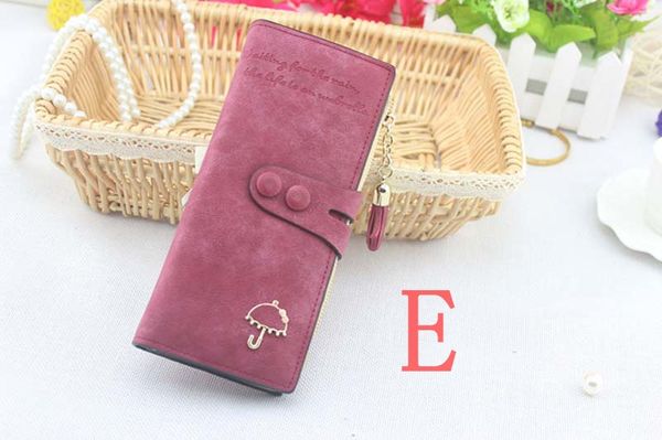

pu dull polish double button long wallets women umbrella decoration candy color clutch bag coin purses, Red;black