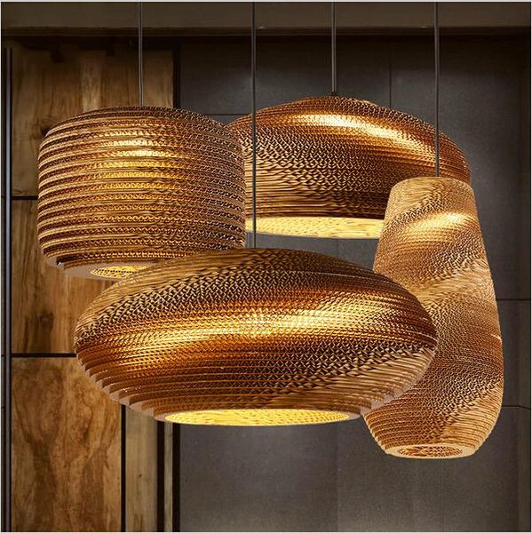 

creative design corrugated paper lampshade modern pendant light creative northern europe style luminaire e27 85-265v home lighting